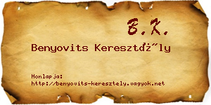 Benyovits Keresztély névjegykártya
